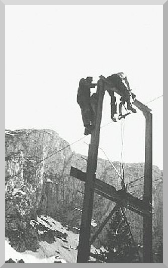 Bau der Materialseilbahn 1965